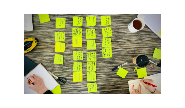 image of sticky notes to conduct research within a design sprint.