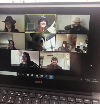 A picture of a virtual team activity taking place over zoom.