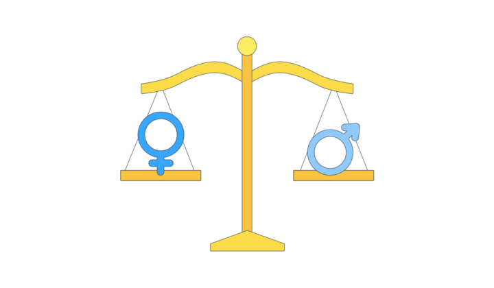 An illustration of sclaes with the gender signs balancing.