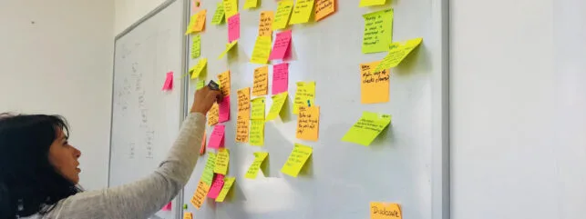 sticky notes on a whiteboard