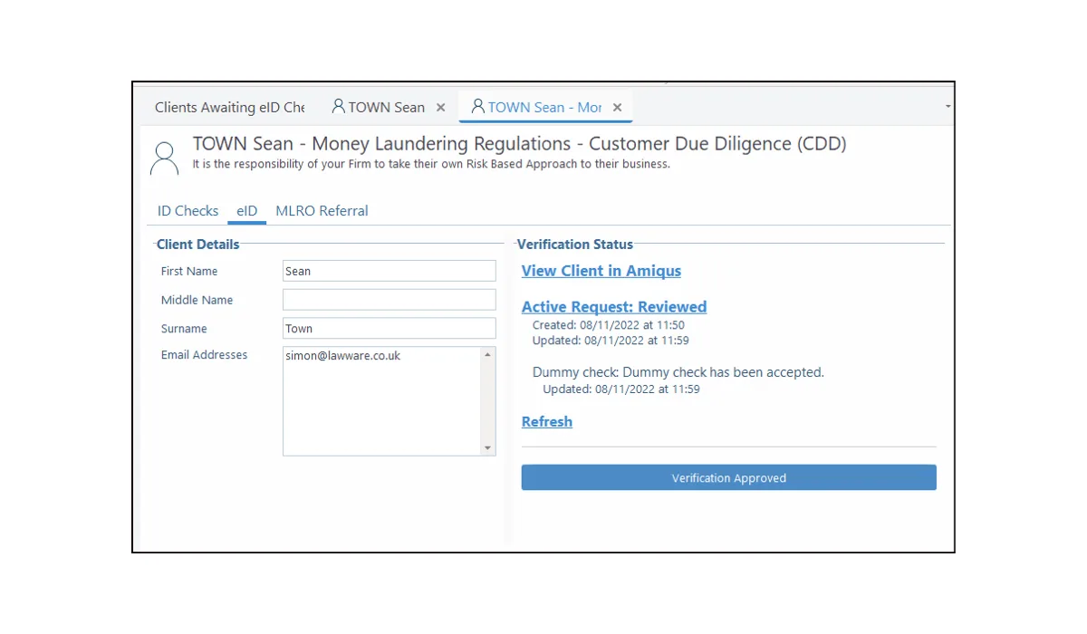 Amiqus built in integration with LawWare