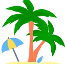 Illustration of a beach with palm trees to represent our annual leave package
