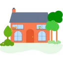 Illustration of a house to represent working from home.