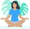 Illustration of a character meditating to highlight wellness within the workplace