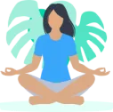Illustration of a character meditating to highlight wellness within the workplace