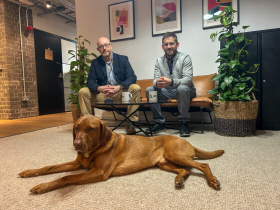 Graham MacKenzie, Callum Murray and Harris at the Amiqus office in Leith Edinburgh