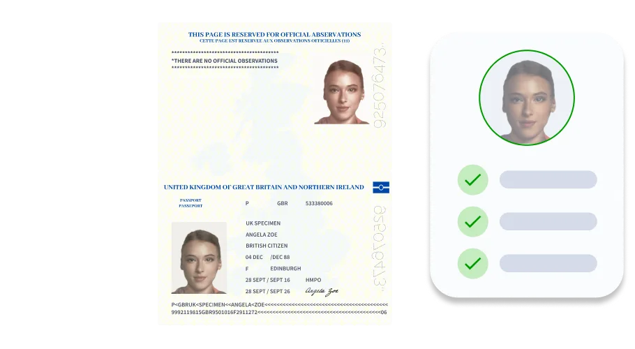 image of a passport with a report of the persons checks approved.