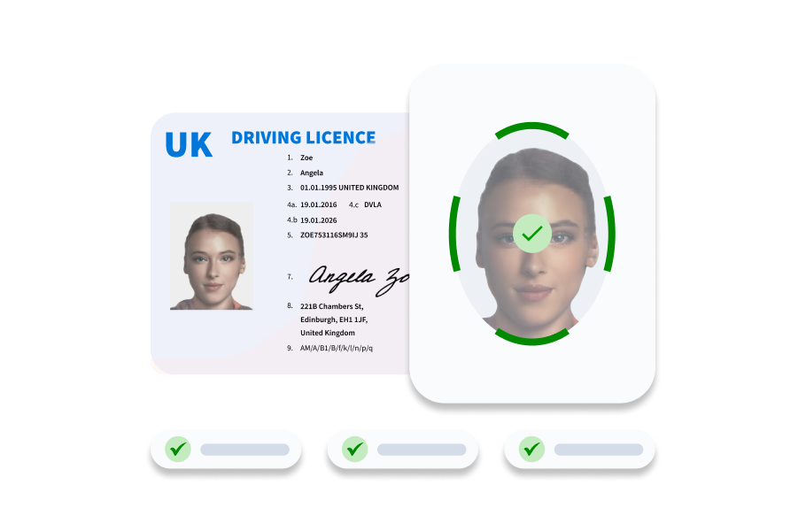 image of a UK drivers licence passing an identity verification