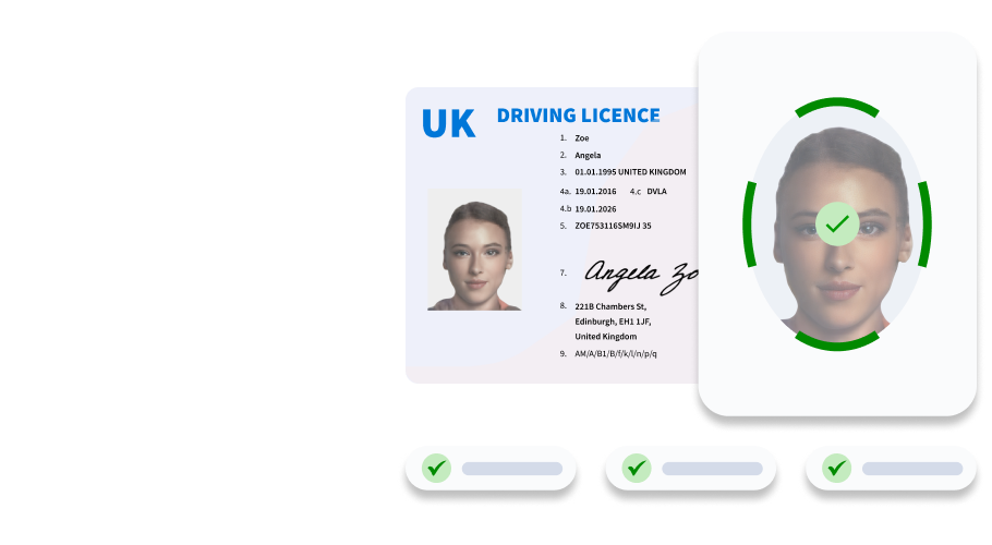 image of a woman with a passed verification status with a drivers licence.