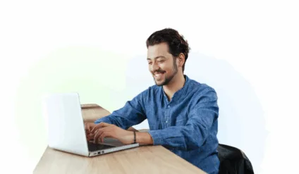 man using laptop
