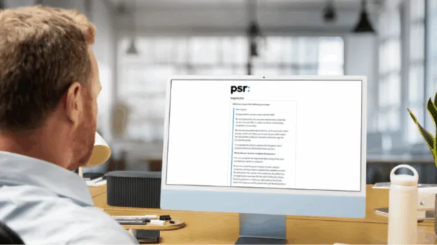 man using computer using the PSR account for Amiqus