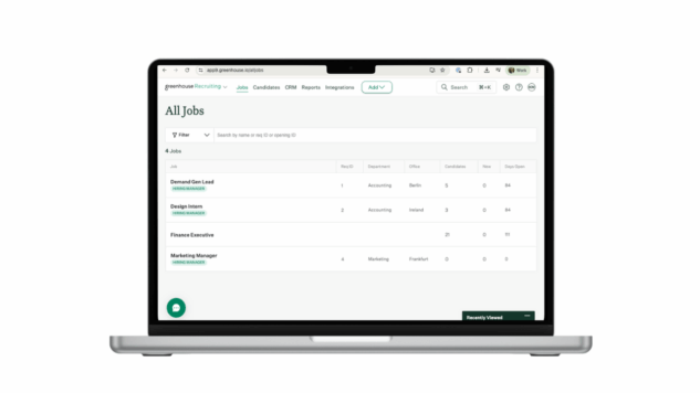 Laptop showing Amiqus and Greenhouse integration