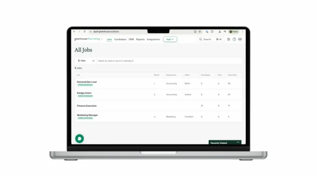 Laptop showing Amiqus and Greenhouse integration
