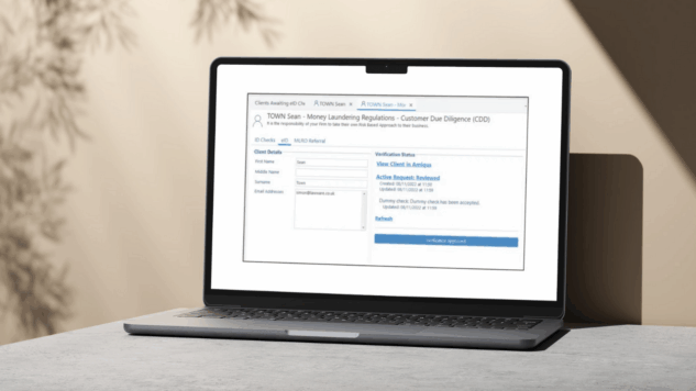 lawware integration with amiqus on a laptop screen
